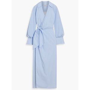 SIMKHAI Briar size 6 faux wrap striped cotton blend poplin maxi shirt dress New
